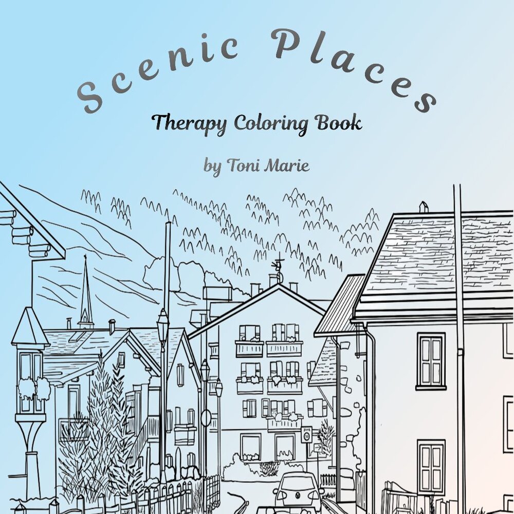 Scenic Places Therapy Coloring Book (25 Images)